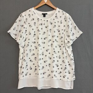 Hilary Radley White Floral Layered Blouse – Women’s Medium – EUC